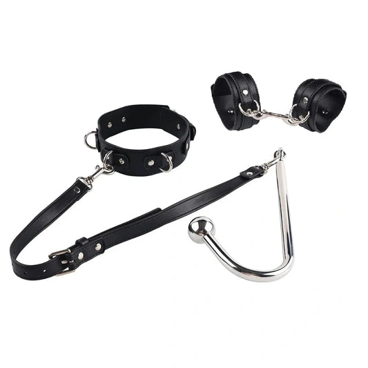 Anal Hooks Hook Elegant with Collar and Anal 5334 Cuffs Beaded 1015